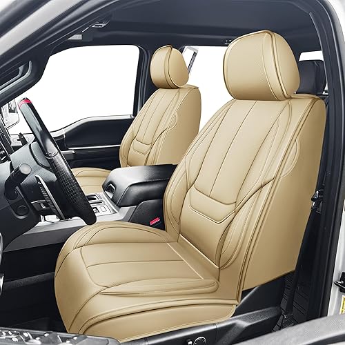 Miniatura 3 de OASIS AUTO Fundas de asiento para Ford F150 F250 F350 2009-2025 de cuero de ajuste personalizado para camión F-150 F-250 F-350 Crew Double Super