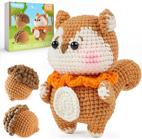 Kit de ganchillo de animales para principiantes, kit de inicio de ganchillo con tutoriales en video paso a paso, kits de aprendizaje para adultos y