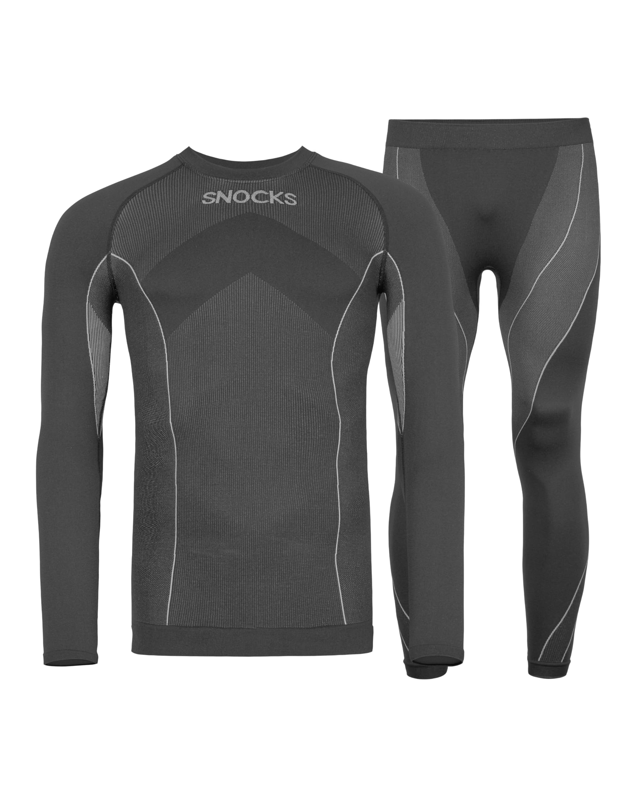 Snocks Thermounterwäsche Herren - Atmungsaktives und warmes Material, Perfekte Passform, Ideal für Verschiedene Sportarten - Skiunterwäsche, Funktionsunterwäsche - Gr. M - Farbe Grau