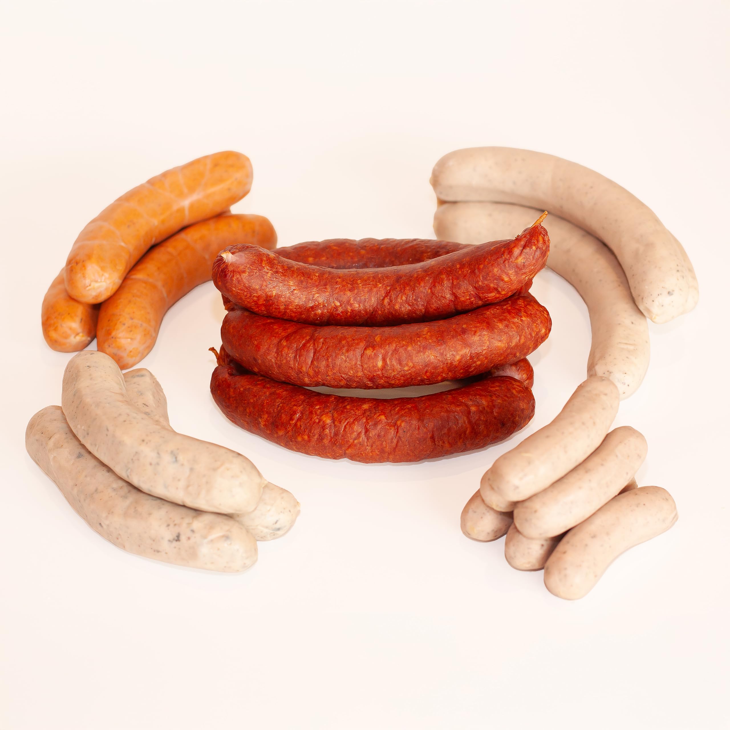 MEISTER'S Grillpaket Bratwurst, Käsewurst, Rauchwurst Debrecziner, BBQ Bratwurst ohne Darm, Weihnachtsmarkt-Grillwurst, Rostbratwurst im Lebensmittel Paket zum Grillen & Braten