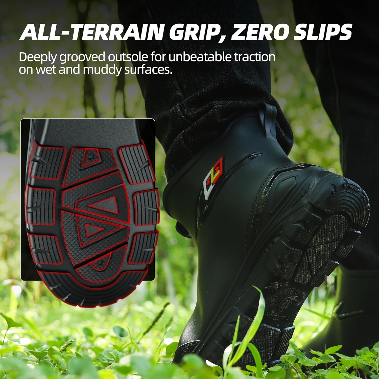 Wasserflux Waterproof Deck Boots for Men – Anti-Slip PVC Short Rain Boots with Cushioned EVA Insole – Durable Work Shoes for Fishing, Gardening, Boat, Farm Use - Image 4