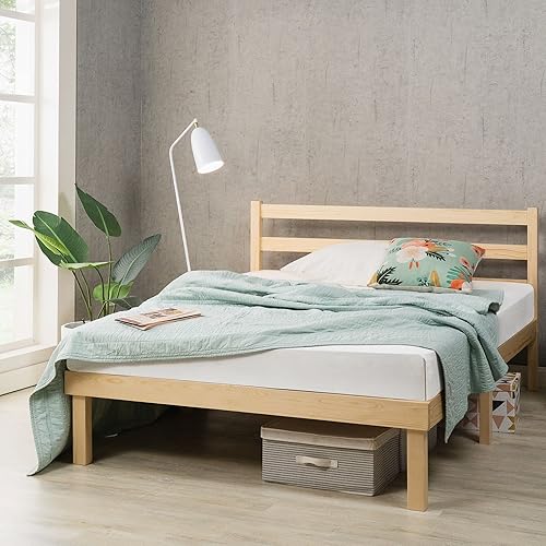 Miniatura 1 de ZINUS Robin - Base de cama de plataforma de madera con cabecero, soporte de listones de madera, no necesita somier, fácil montaje, tamaño individual