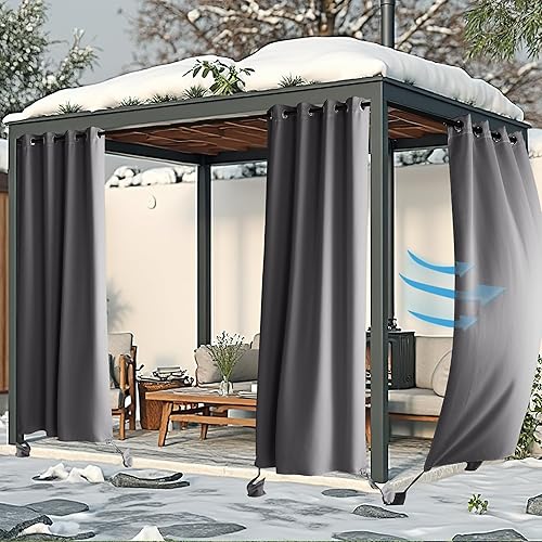 Vista 147 de RYB HOME Cortinas para exteriores resistentes al viento, bolsas con peso adjuntas, cortinas opacas de 84 pulgadas de largo, cortinas térmicas Beige