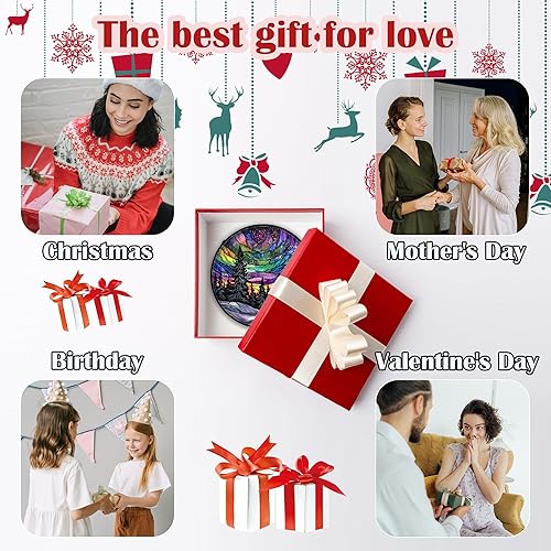 Miniatura 6 de Vitral para colgar en la ventana, atrapasoles de escena nocturna de Van Gogh, panel de cristal colorido, atrapasoles de cielo estrellado, decoración