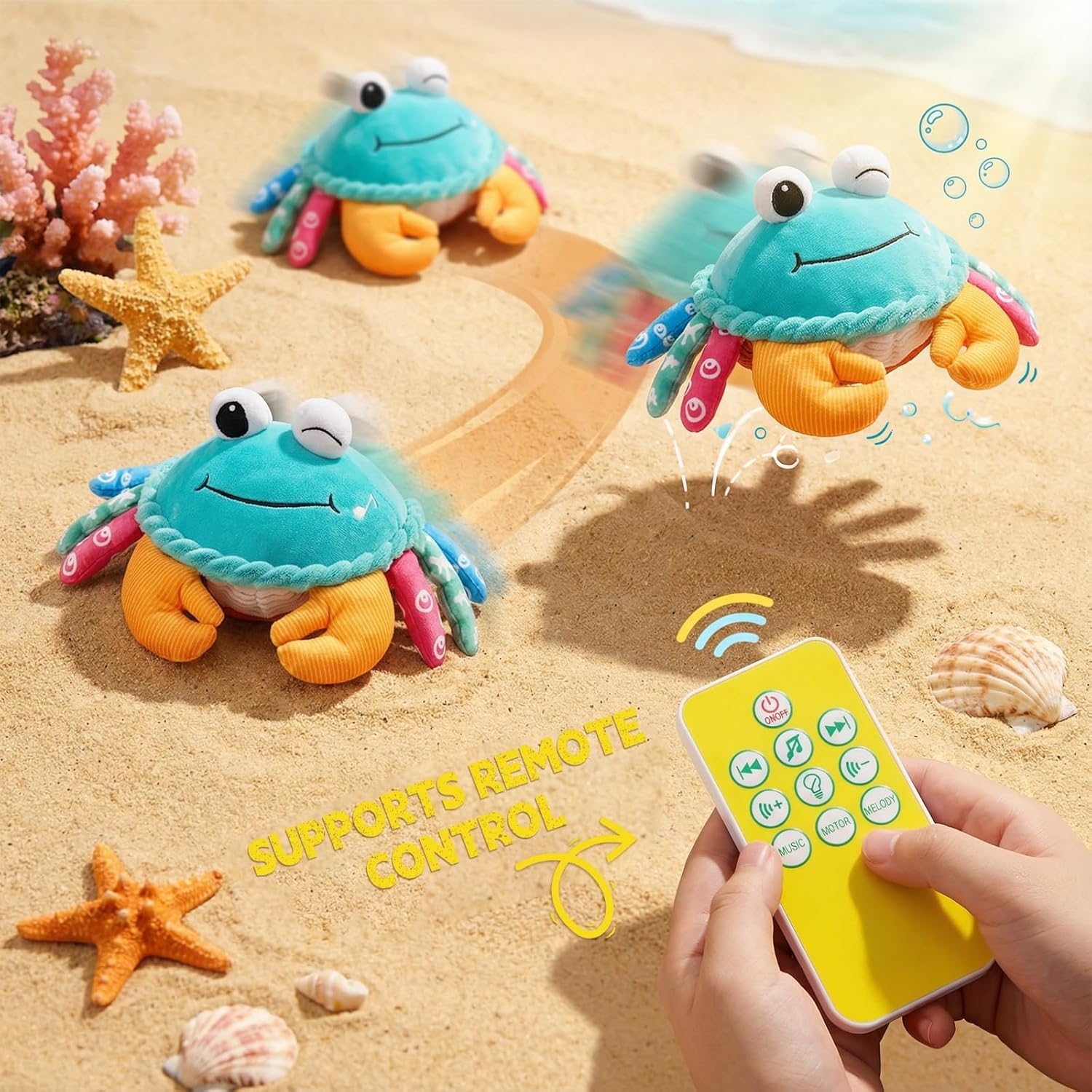 Baby Toys 12-18 Months, Musical Crawling Crab with Remote Control - Moving, Bouncing & Talking Plush Toy for Toddlers, Rechargeable Sensory Tummy Time Toy, Birthday Gifts for Boys & Girls - Image 2