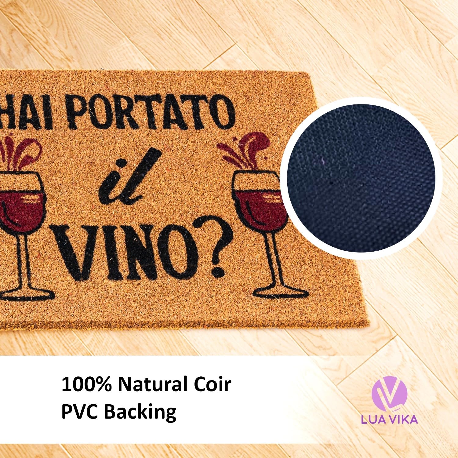 Zerbino Ingresso Esterno Simpatico, Tappeto Interno, Cocco, Divertente 40x70x1,5 cm, Hai Portato il Vino