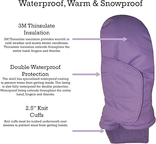 Miniatura 4 de N'Ice Caps - Mitones impermeables para niños, con aislamiento Thinsulate para clima frío