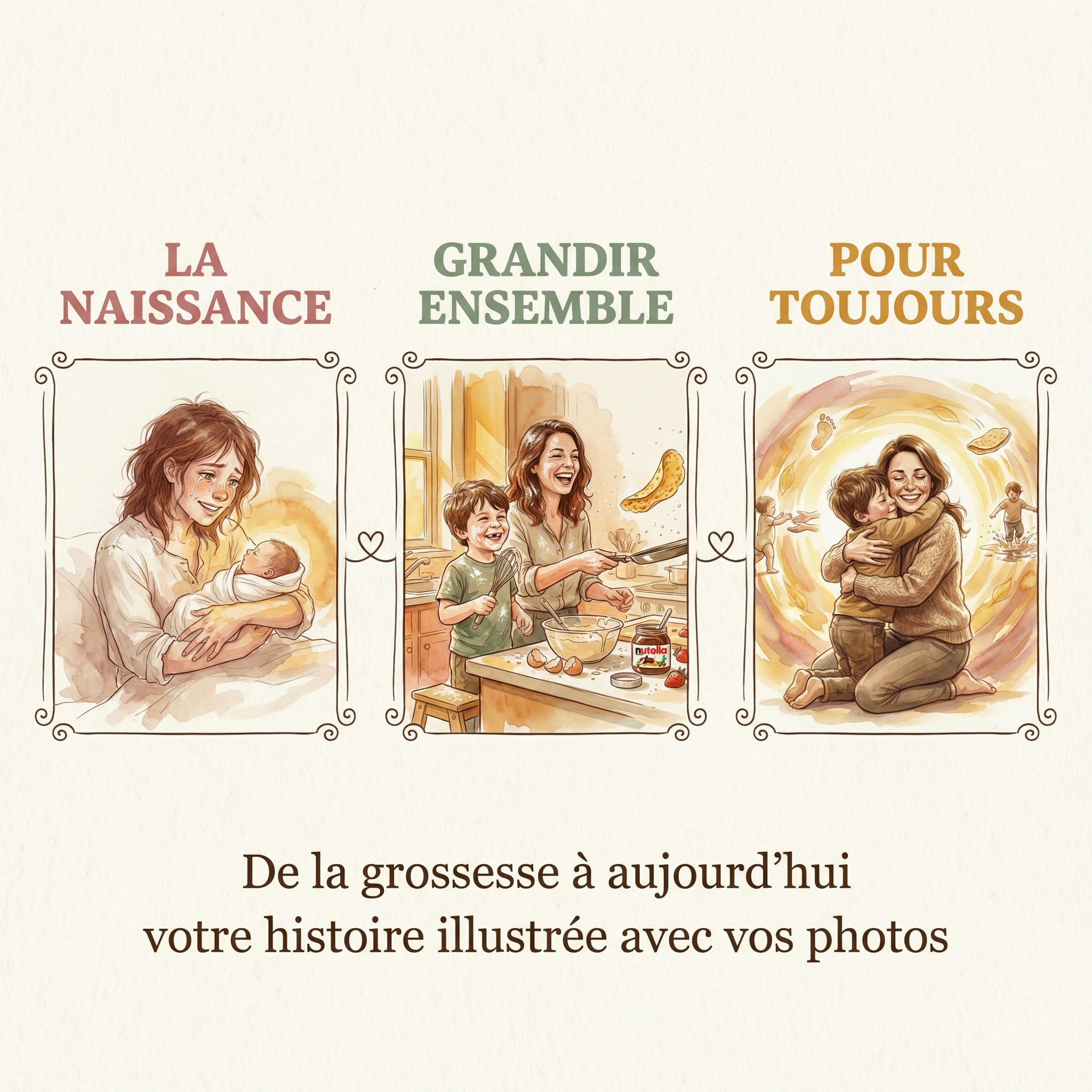 Livre Maman Personnalisé Photo Prénom - Cadeau Naissance et Anniversaire | Votre enfant raconte le jour où vous êtes devenue sa maman : ses mots et vos photos deviennent un vrai livre de 32 pages.