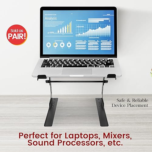 Miniatura 5 de Pyle PLPTS25X2 - Soporte universal de escritorio portátil para laptop, de 6.3 a 10.9 pulgadas, ajustable, estación de trabajo, elevador con