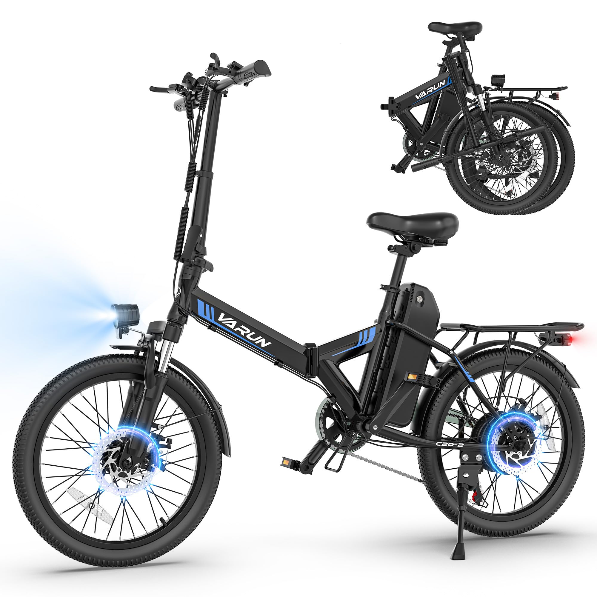 VARUN Electric Bike - Peak 750W Folding Ebike for Adults Up to 40 Miles 20MPH, 48V Removable Lithium-Battery, Stylish 20" Foldable Electric Bicycle Commuter for Women & Men