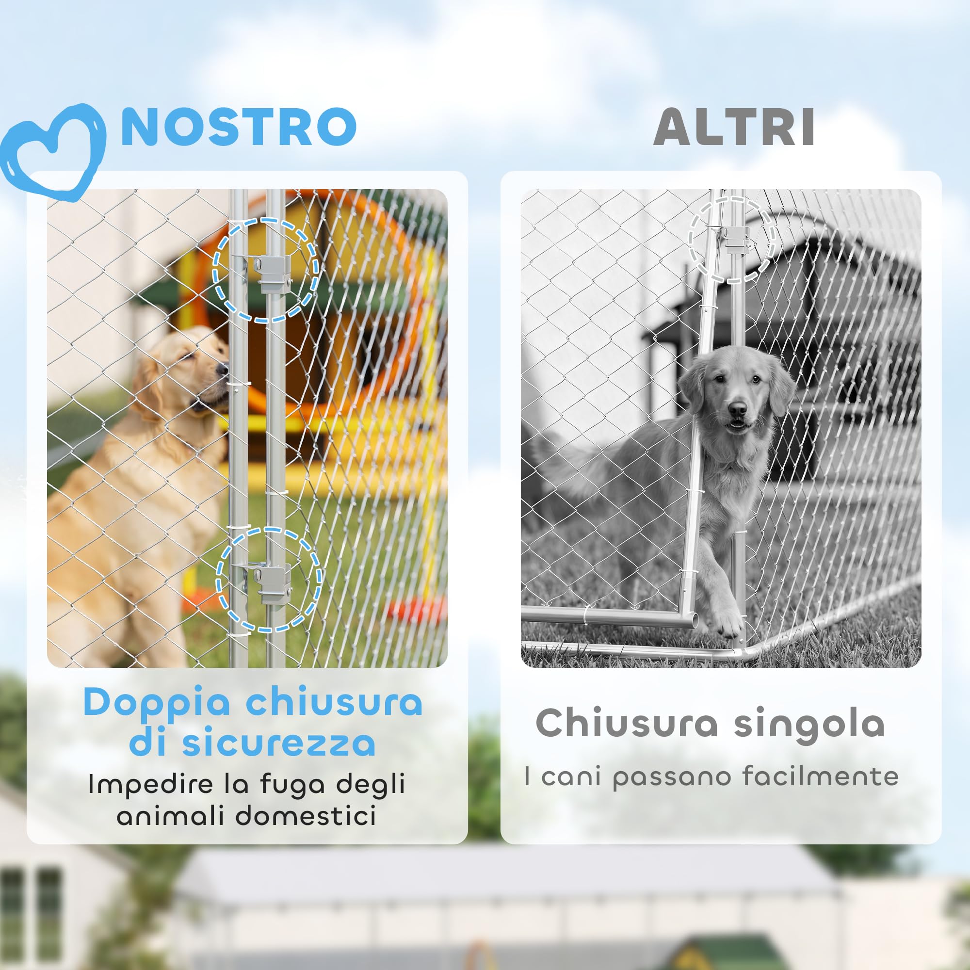 PawHut Kennel Gabbia per Cani da Esterno, 600x230x200 cm, Argento