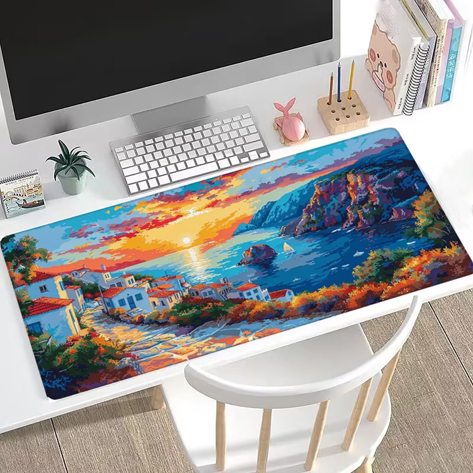 XXL Tappetino Mouse 1500x800 mm Gaming Casa Sottomano Scrivania Ufficio, Tramonto Mousepad Antiscivolo con Base Stabile, Tappeto per Mouse e Tastiera, Accessori Scrivania Gaming, Lavoro, PC H0-1005