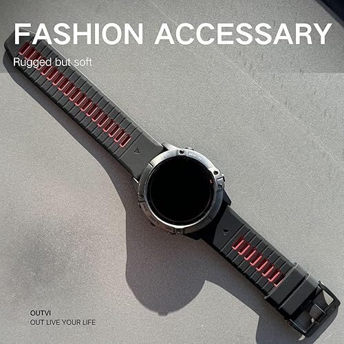 Vista 29 de Correa de reloj de 1.024 in para Garmin Fenix 7x Sapphire Solar Fenix 6x Pro Solar Fenix 5x 3 horas de liberación rápida de ajuste de silicona