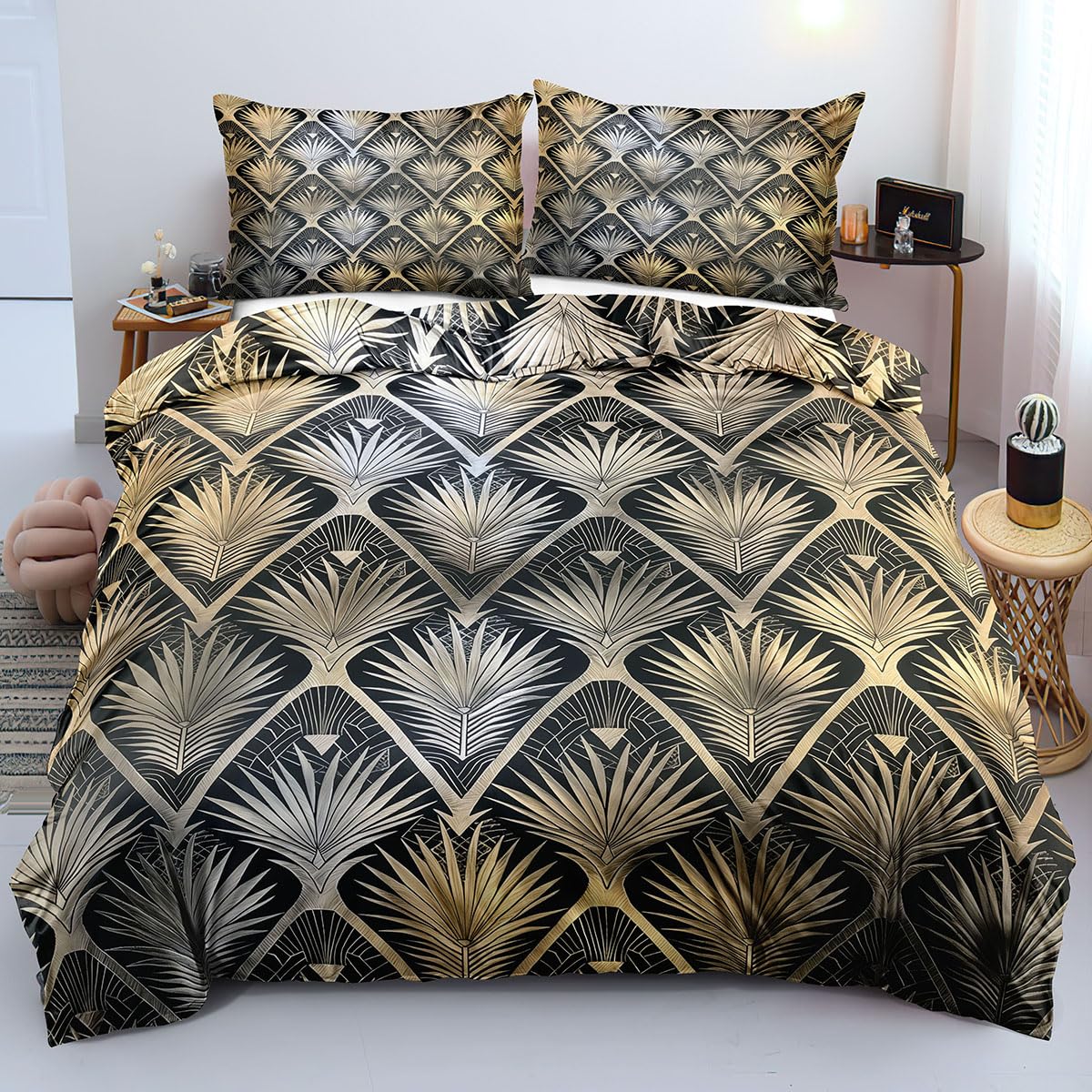 Housse de couette 240x220 imprimé géométrique moderne réversible pour chambre enfant et adulte