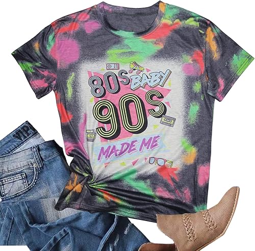 Miniatura 4 de Camisa de los años 80 Baby 90s Made Me para mujer, estilo vintage, teñido anudado, camisas casuales retro de los 80 para nostalgia