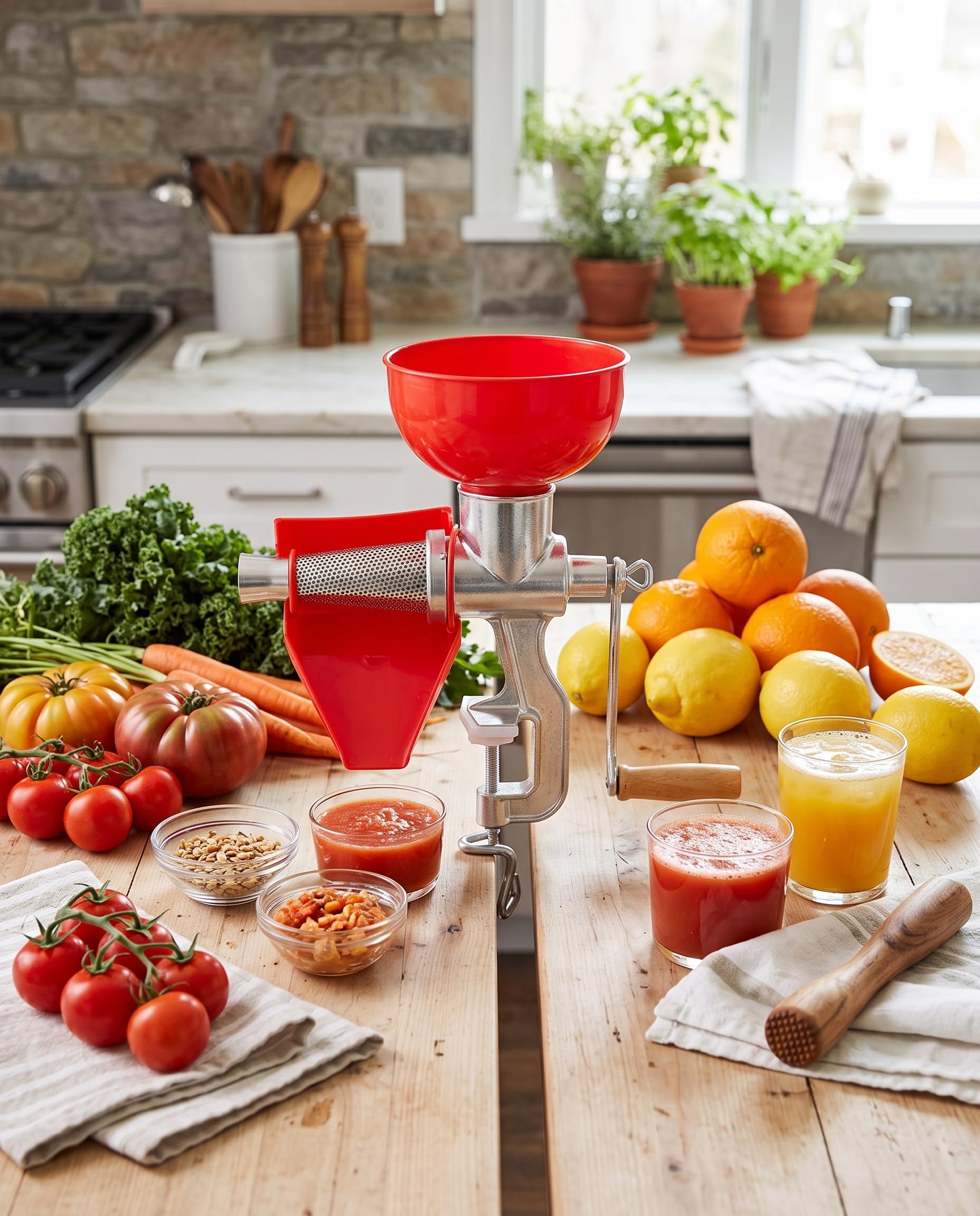 Tomatenpresse mit Großem Fassungsvermögen, Separate Schale und Kerne, Edelstahlfilter, für den Einsatz Getränkegeschäft Geeignet Zum Auspressen von Tomaten