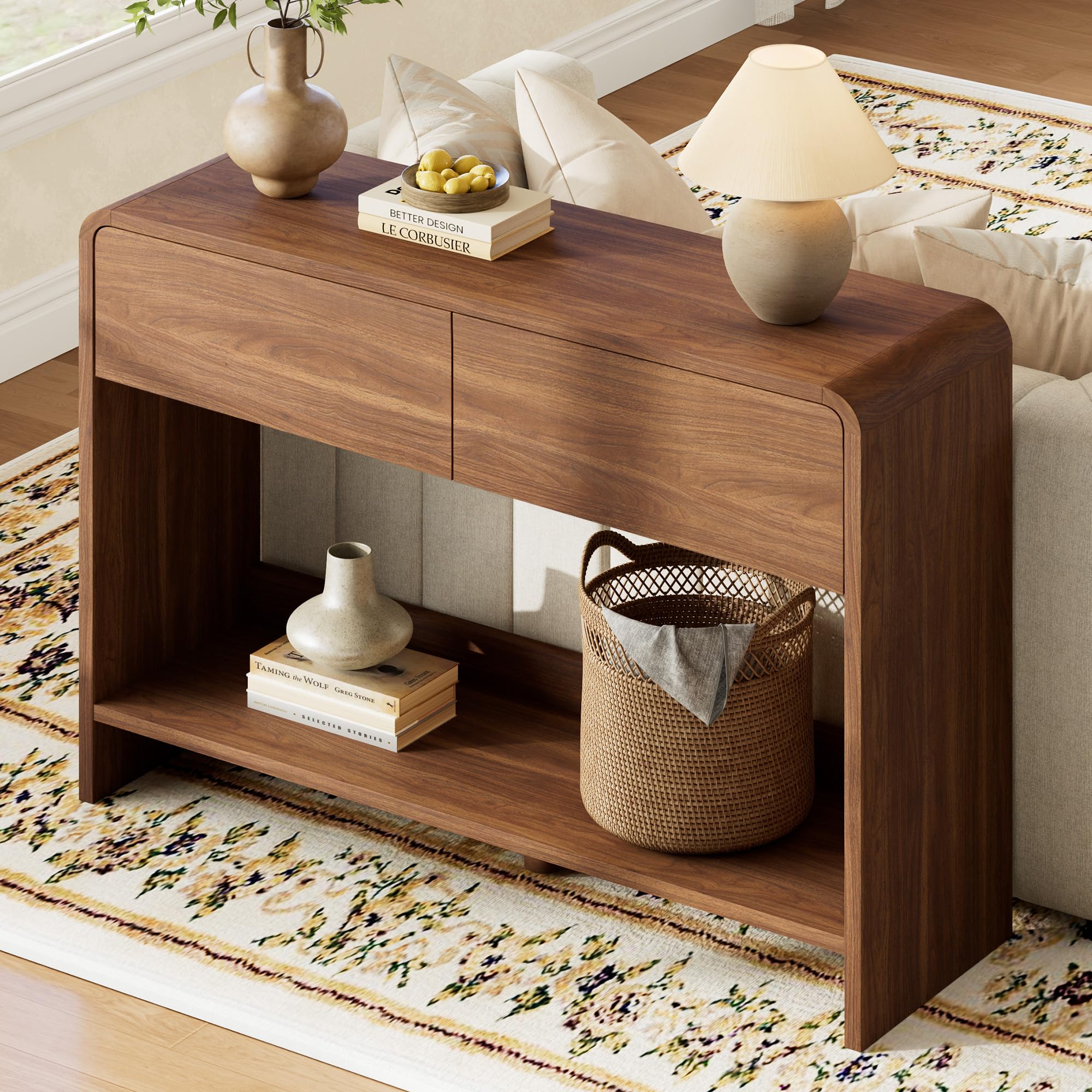 AMERLIFE 45" Modern Entryway Console Table with 2 Storage Drawers