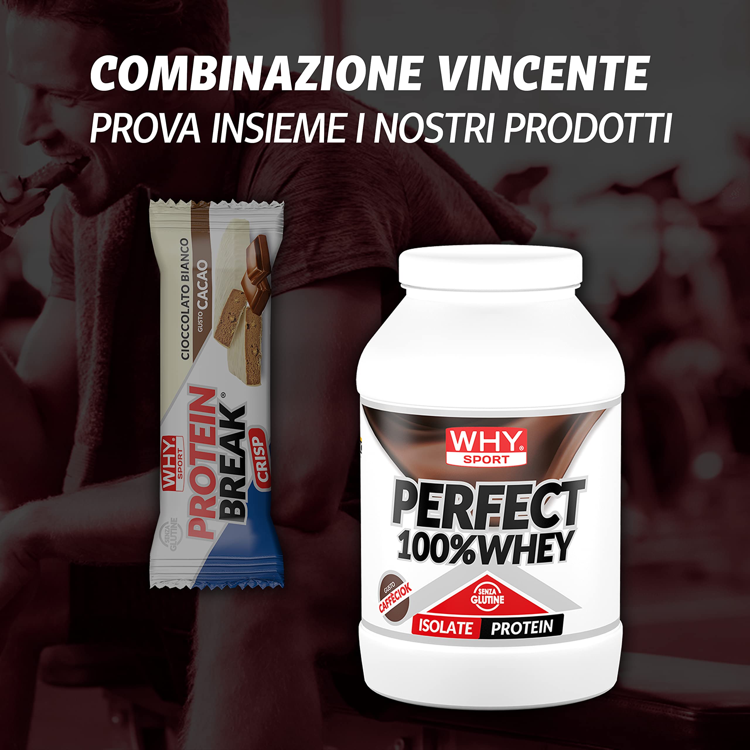 WHY SPORT PROTEIN BREAK - Barrette Proteiche con Vitamina C - Vitamina B6 - Creatina e Glutammina - Snack Proteici - Gusto Cioccolato Bianco e Cacao - 30 gr - 30 Pezzi