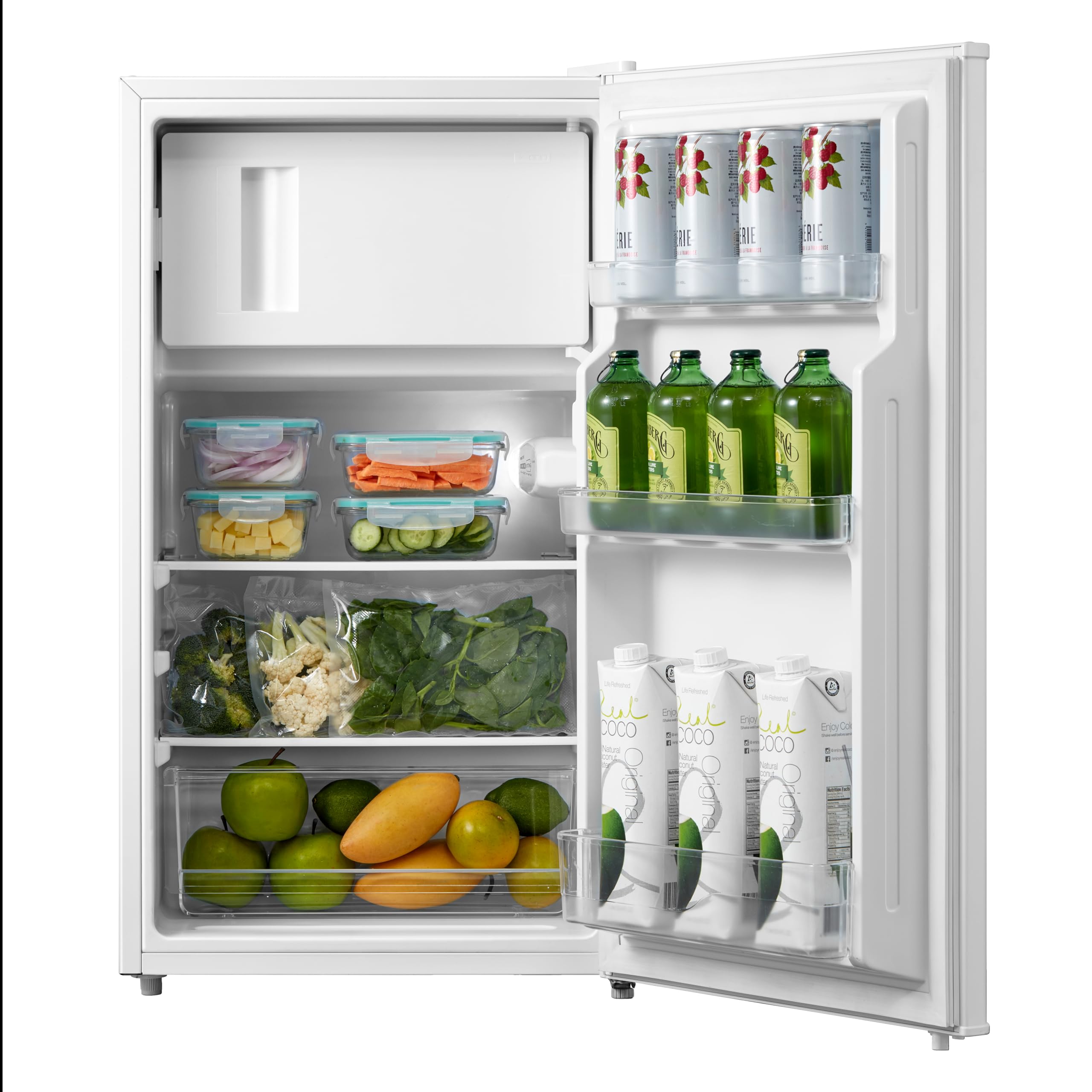 COMFEE' RCD93WH2(E) Under Counter Fridge, 93L Freestanding Refrigerator with Cooler Box, Adjustable Thermostat, Reversible Door, Removable Glass Shelves, Interior Light, White — view 10