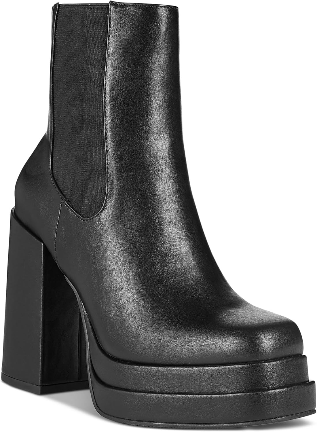 Wild Pair Womens Ohara Faux Leather Block Heel Ankle Boots Black 7 Medium (B,M)