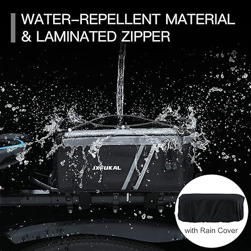 Miniatura 5 de JXFUKAL Bolsa trasera para bicicleta con cubierta de lluvia, 7L9L10L12L Bolsa de sillín de bicicleta Ebike Bolsa de ciclismo Alforja de maletero con