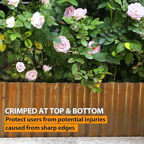Miniatura 4 de Worth Bordes de jardín de corrugado ancho preoxidado, 6 pulgadas x 20 pies, borde de acero resistente para paisaje, borde de tiras largas de metal