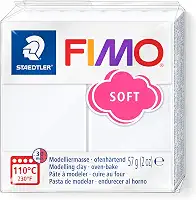 STAEDTLER Massa de Modelar Profissional FIMO Soft 57g (1 Unidade) Branco - 8020-0 - Argila Polímera Para Biscuit que Endurece no Forno – Ideal para Artesanato, Miniaturas e Bijuterias