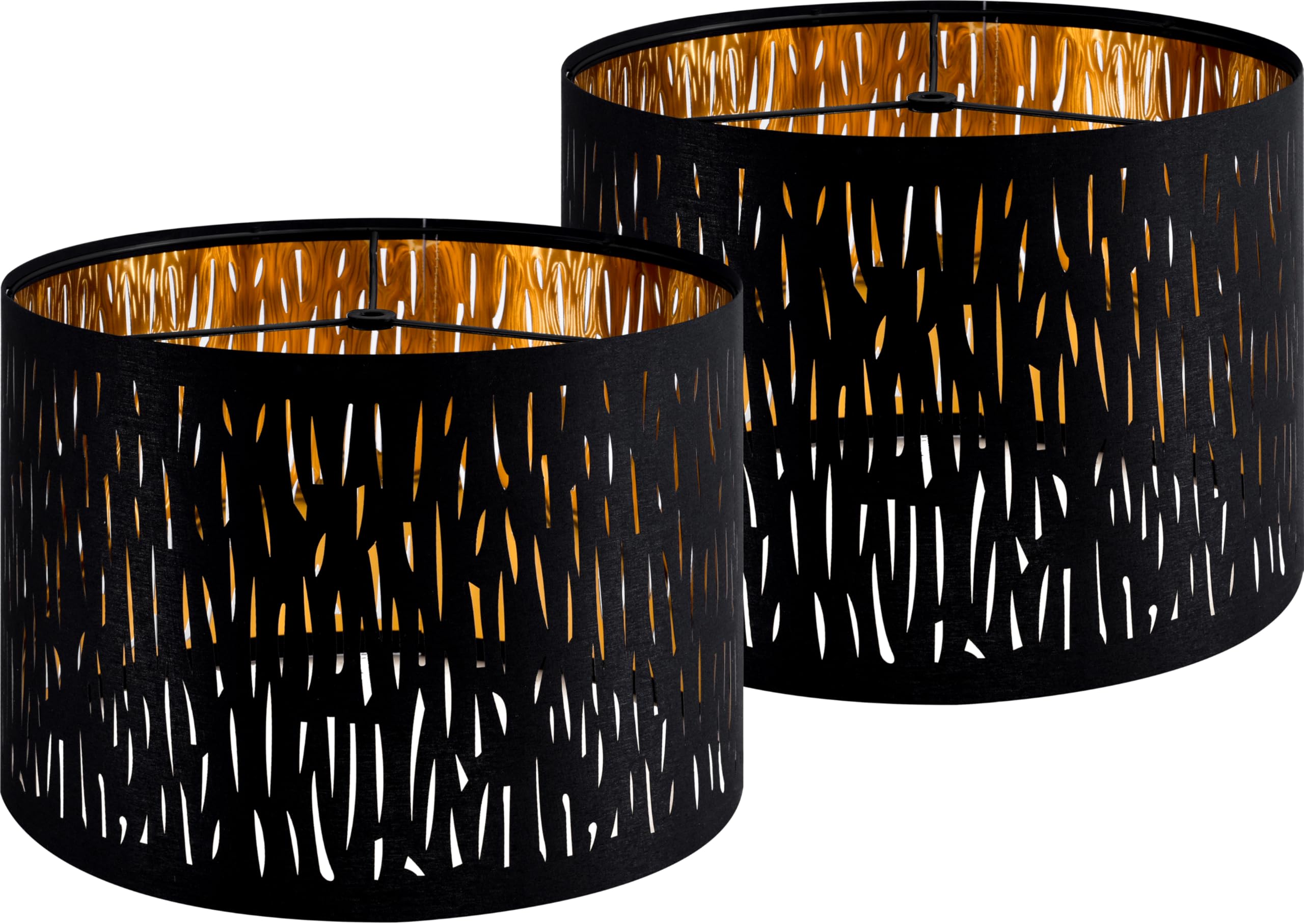 Photo 1 of GO&SO Large Lamp Shades Set of 2 Black Drum Lampshades with Etching Crystal Design, Floor Lamp Shades 16" Top x 16" Bottom x 10" High, Lamp Shade for Table Lamp,Industrial Shades, Assembly Required