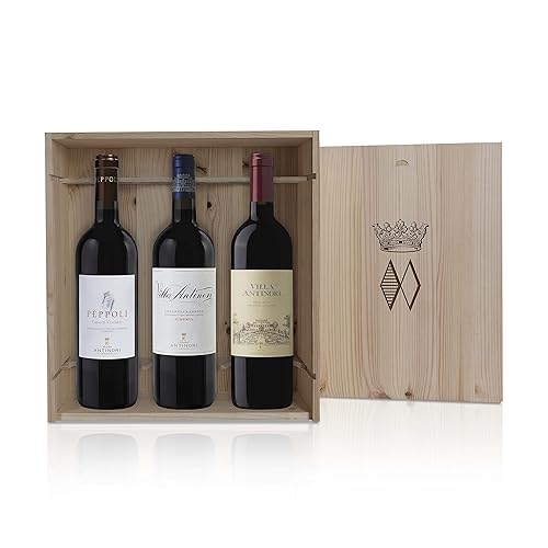 Immagine del prodotto Marchesi Antinori, Cassetta in Legno ''Antinori Nel Chianti Classico'' da 3 Bottiglie, Pèppoli - Chianti Classico Riserva - Villa Rosso