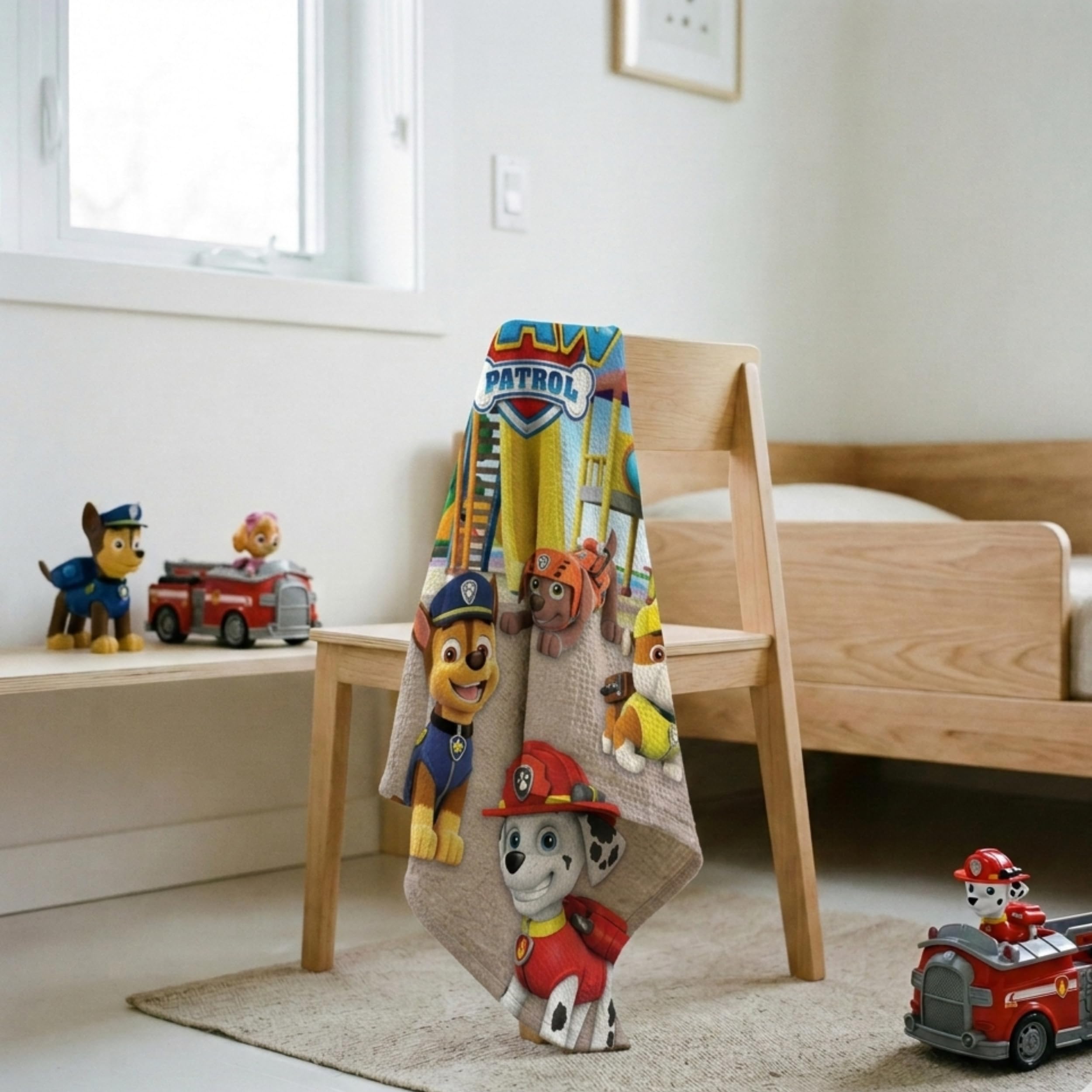 BrandMac Paw Patrol Ręcznik plażowy i kąpielowy, 70 x 140 cm, 100% bawełna, miękki i chłonny ręcznik kąpielowy dla dzieci, oficjalny ręcznik Psi Patrol, idealny na plażę, do kąpieli i na basen