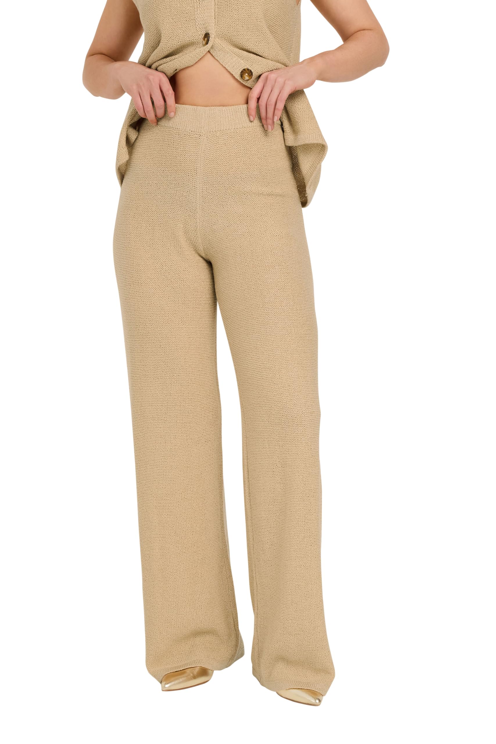 Long Tall Sally - LTS Tall Brown Knitted Wide Leg Trouser - Women's