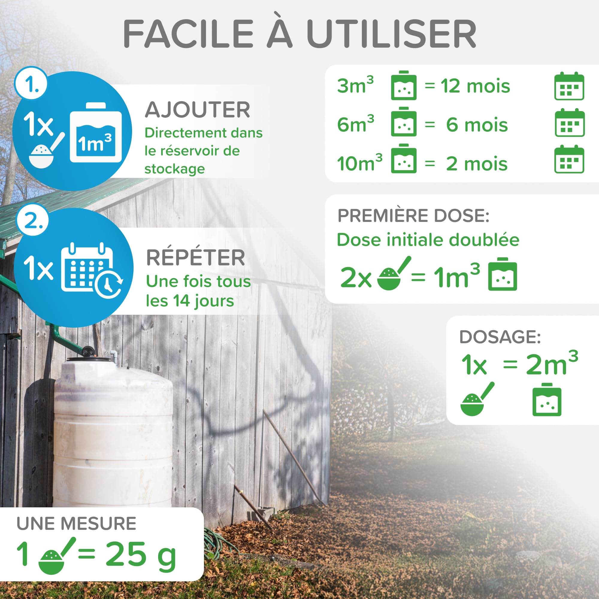 Mr. Bacteria N°15 Nettoyant bio-enzymatique pour vos réservoirs d'eau de pluie 500 g
