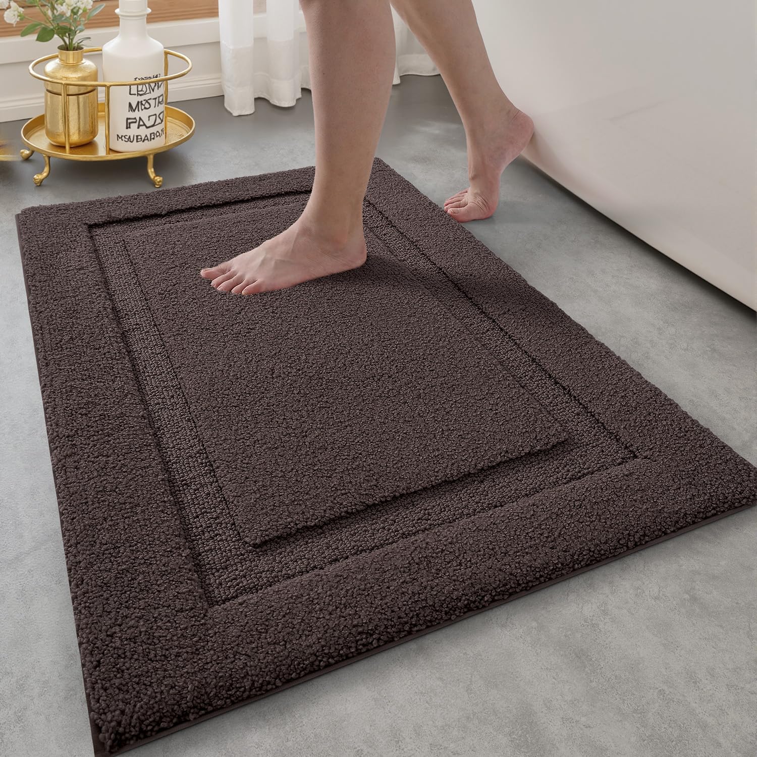 LUMI Ultra Soft Bathroom Rugs Non Slip with Rubber Backing, Absorbent Washable Bath Mat Quick Dry, Upgraded Premium Microfiber Plush Carpet for