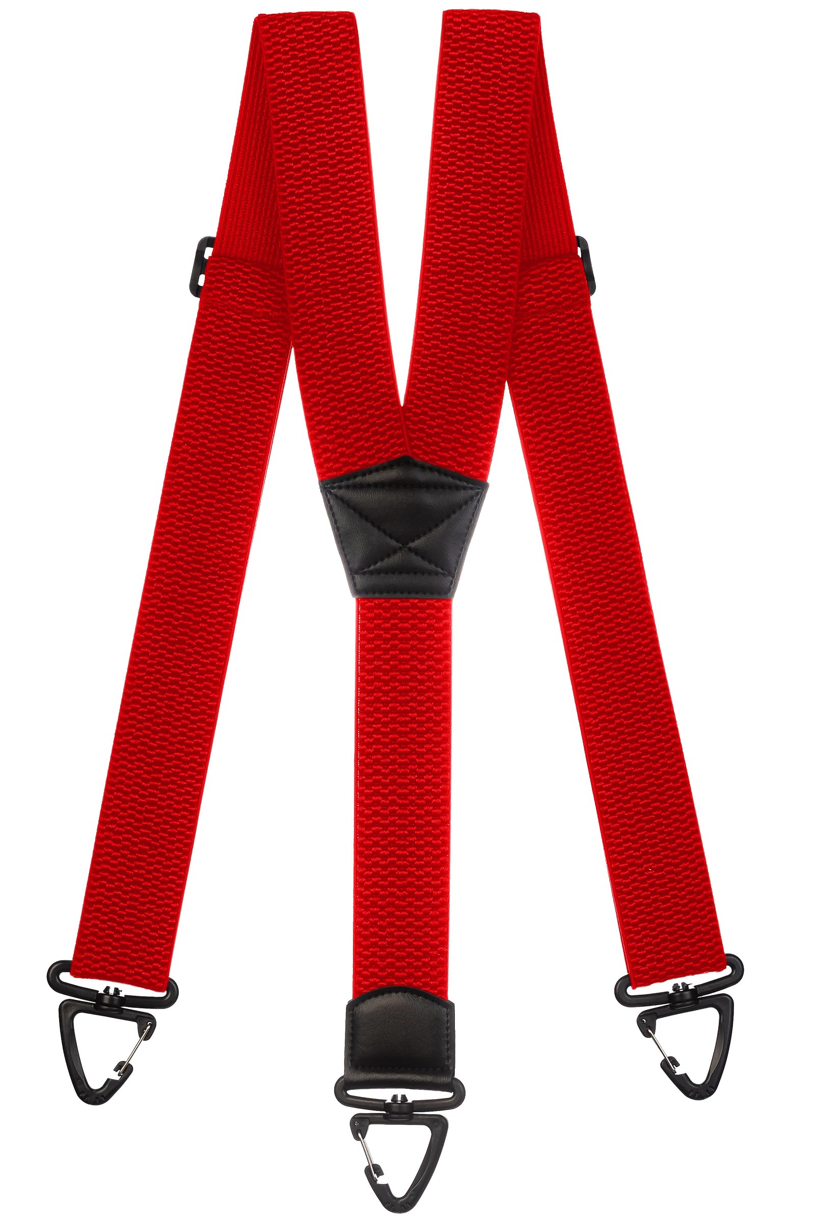 Olata Heavy Duty Extra Wide Y-Shape Braces/Suspenders with Plastic Carabiner Clips - 5cm. Red