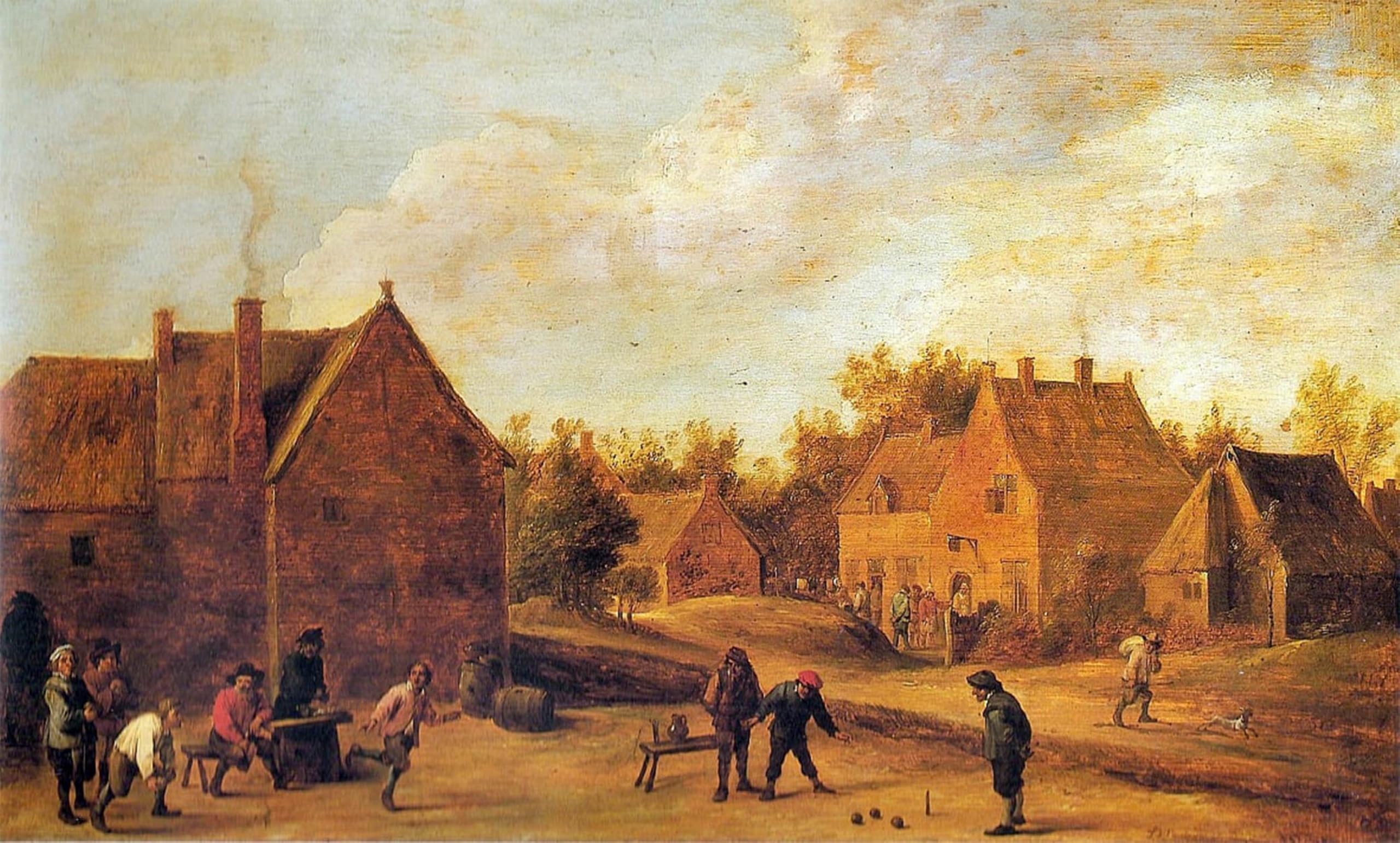 POSTERIIk Vintage Classic Picture Landscape Artwork Village Scene by David Teniers the Younger Portrait Canvas Painting for Office Home Decor 60x90cm