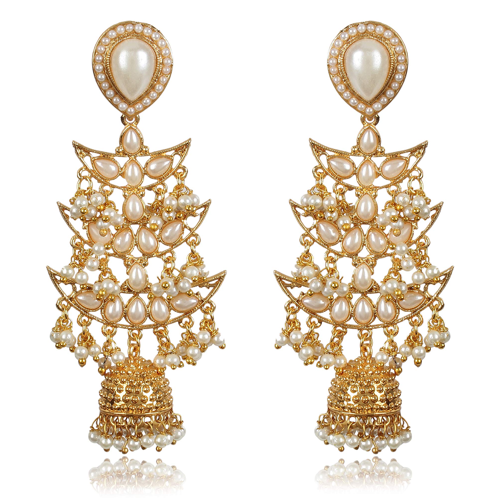 Shining Diva Fashion Jewellery Latest Stylish Metal Gold Plated Pearl Jhumka Jhumki Traditional Earrings for Women (10296er) (B07NRM16KG) Amazon Price History, Amazon Price Tracker