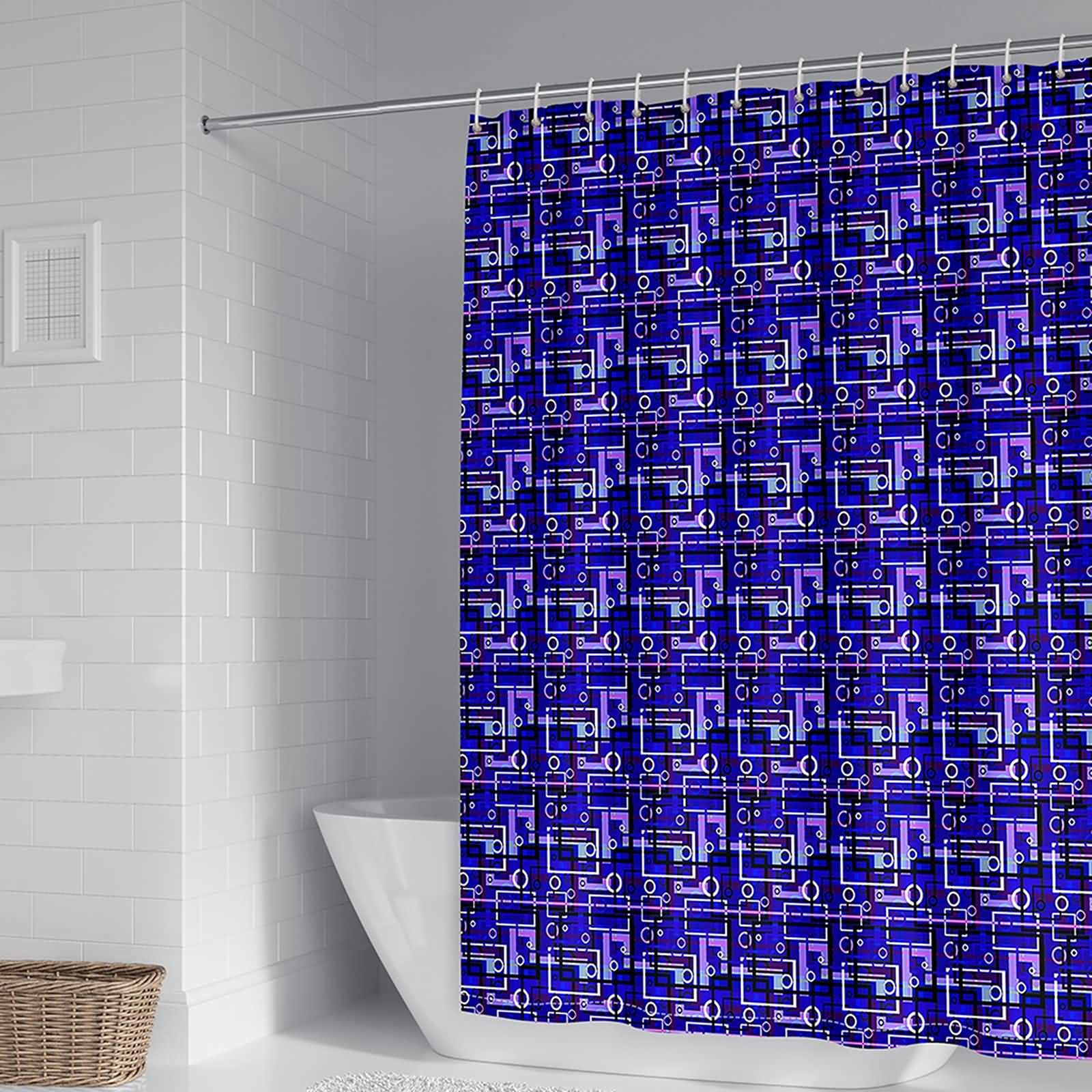 Rideau de douche anti moisissure violet bleu 180x200 en polyester imperméable