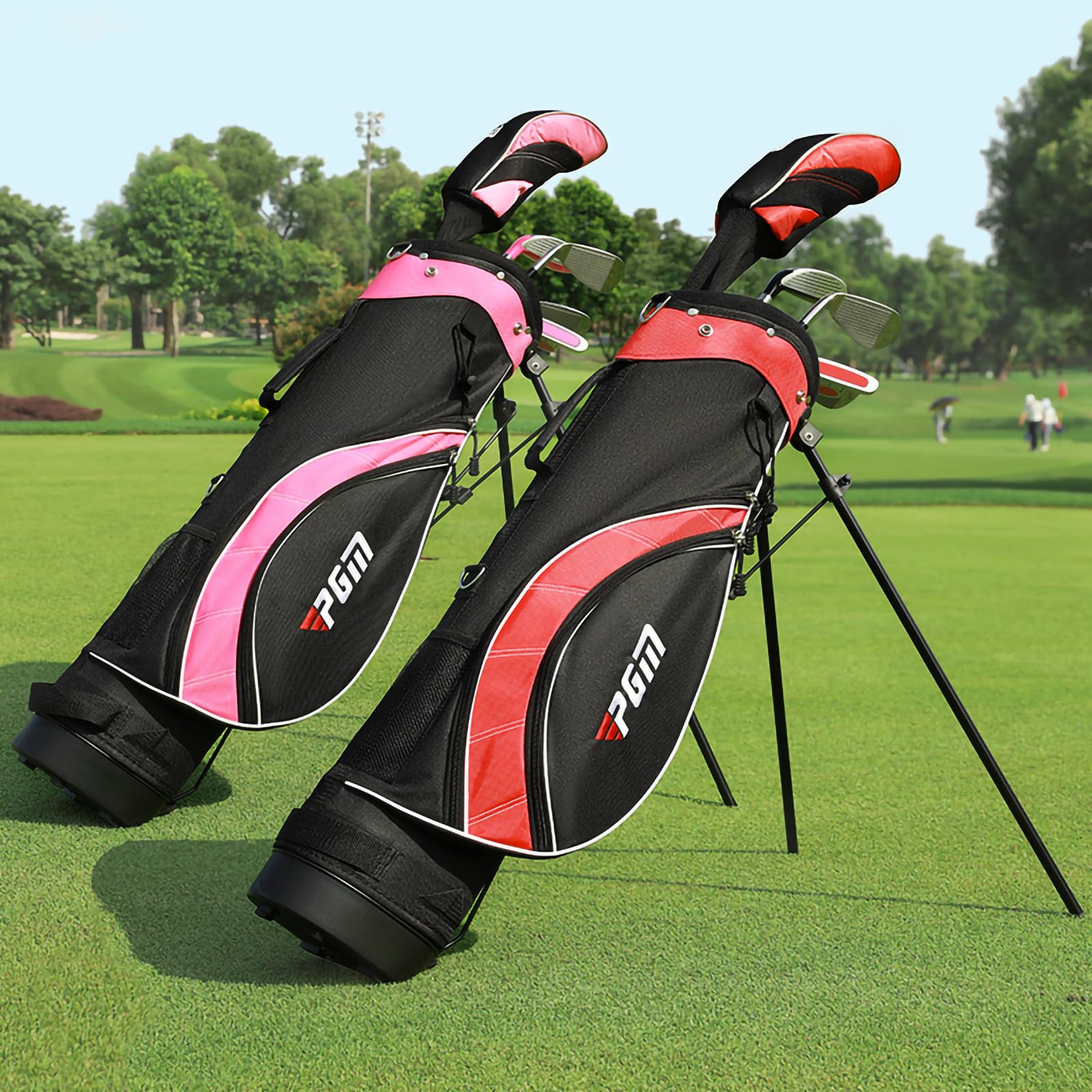 PGM Junior Golfschläger AXIAL Golfschläger Komplettset Rechtshänder für Kinder Kinder, 5 Stück Jugend Golfschläger mit Standtasche und 1 Schlägerhaube für Jungen & Mädchen
