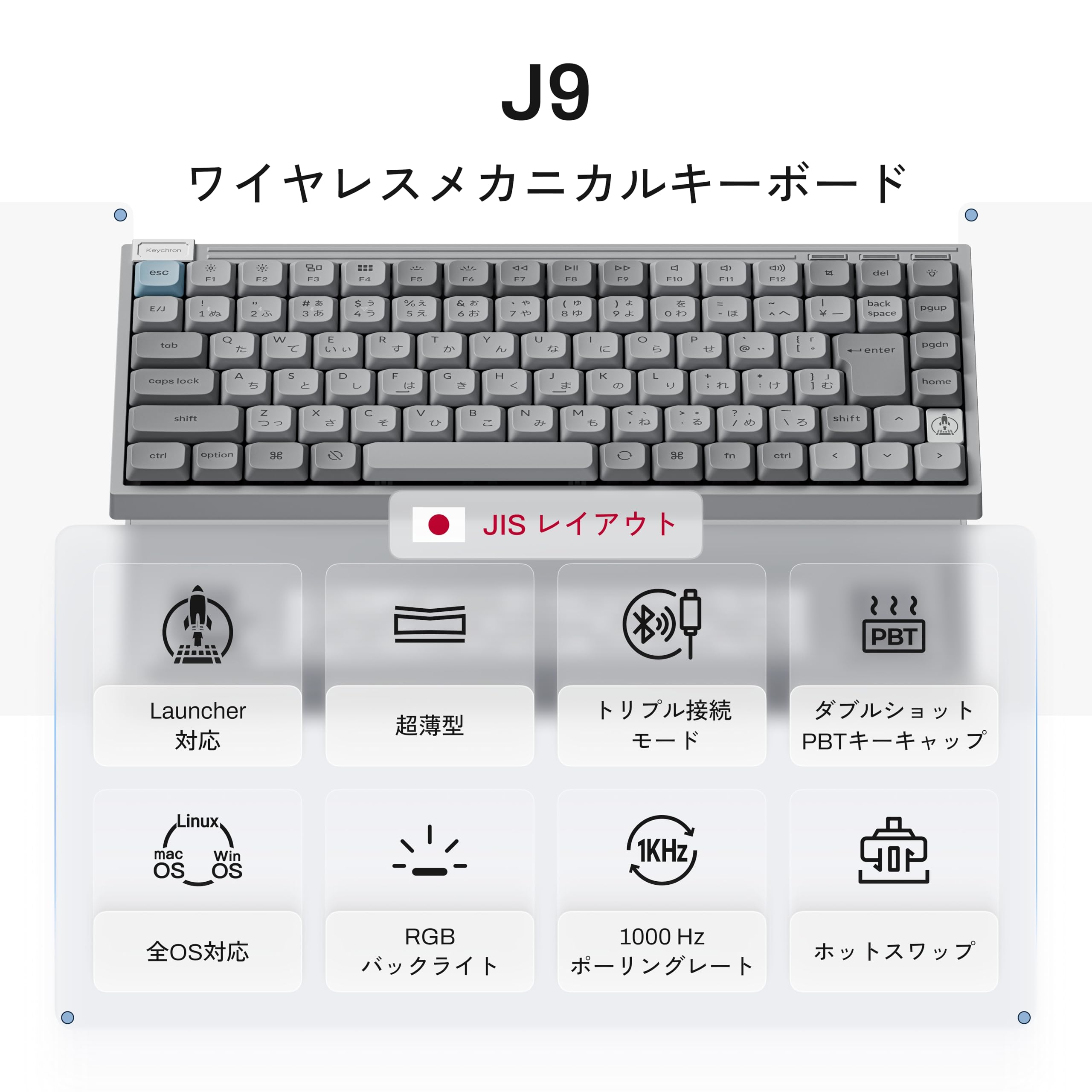 Amazon | 「国内正規品」Keychron J9 75%キーボード 2.4G/Bluetooth