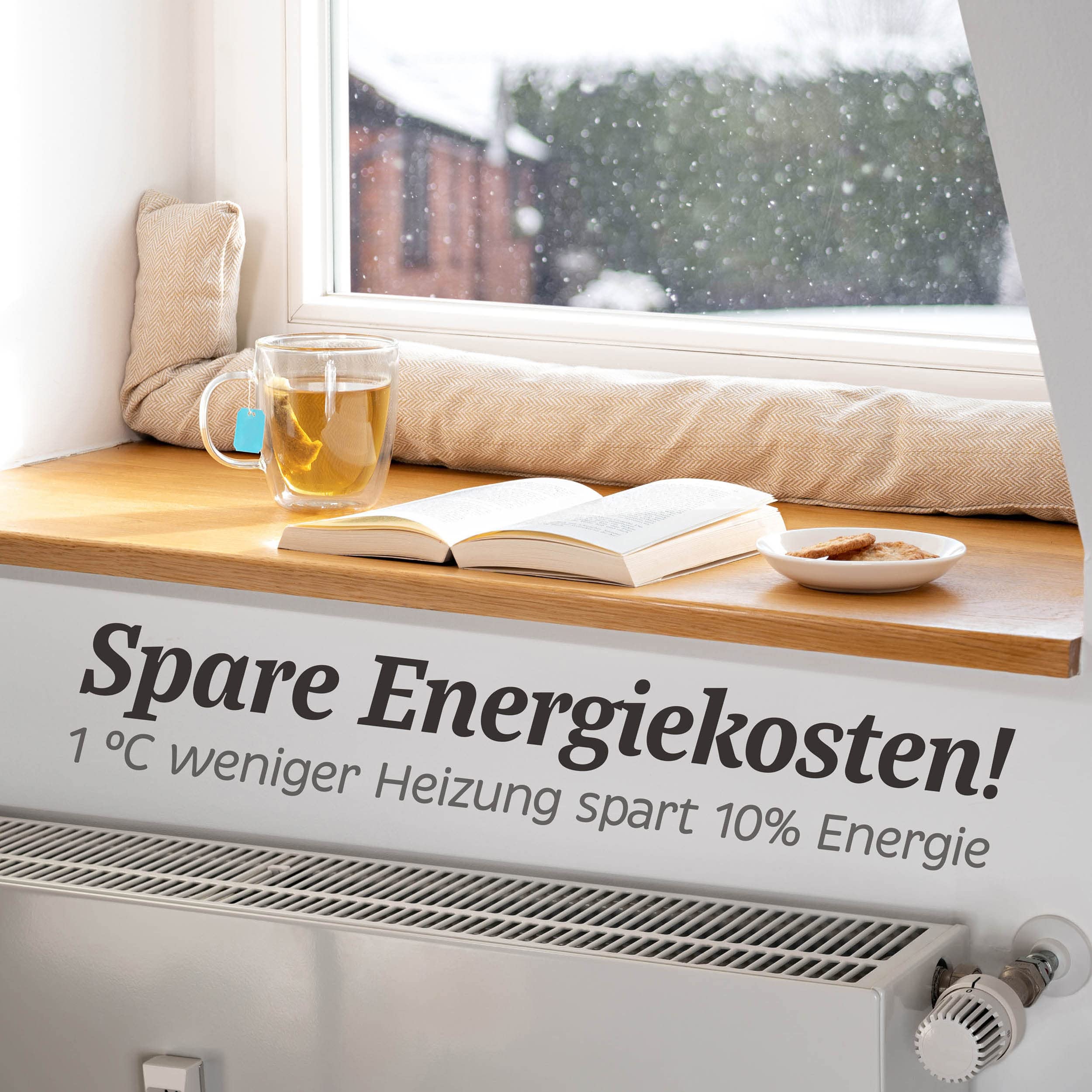 Praknu Zugluftstopper für Fenster bis 120cm - Waschbar - Energiesparend - Extra Lang & Schwer - Auch für breite Türen - Beige