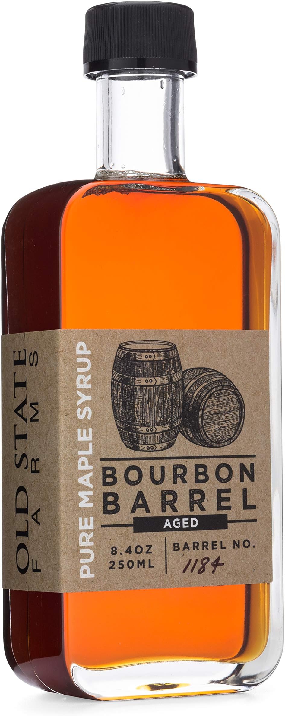 Old State Farms - Bourbon Barrel Aged Pure Maple Syrup - 8.4oz - Organic - Gluten Free - All Natural - Vegan - NON GMO
