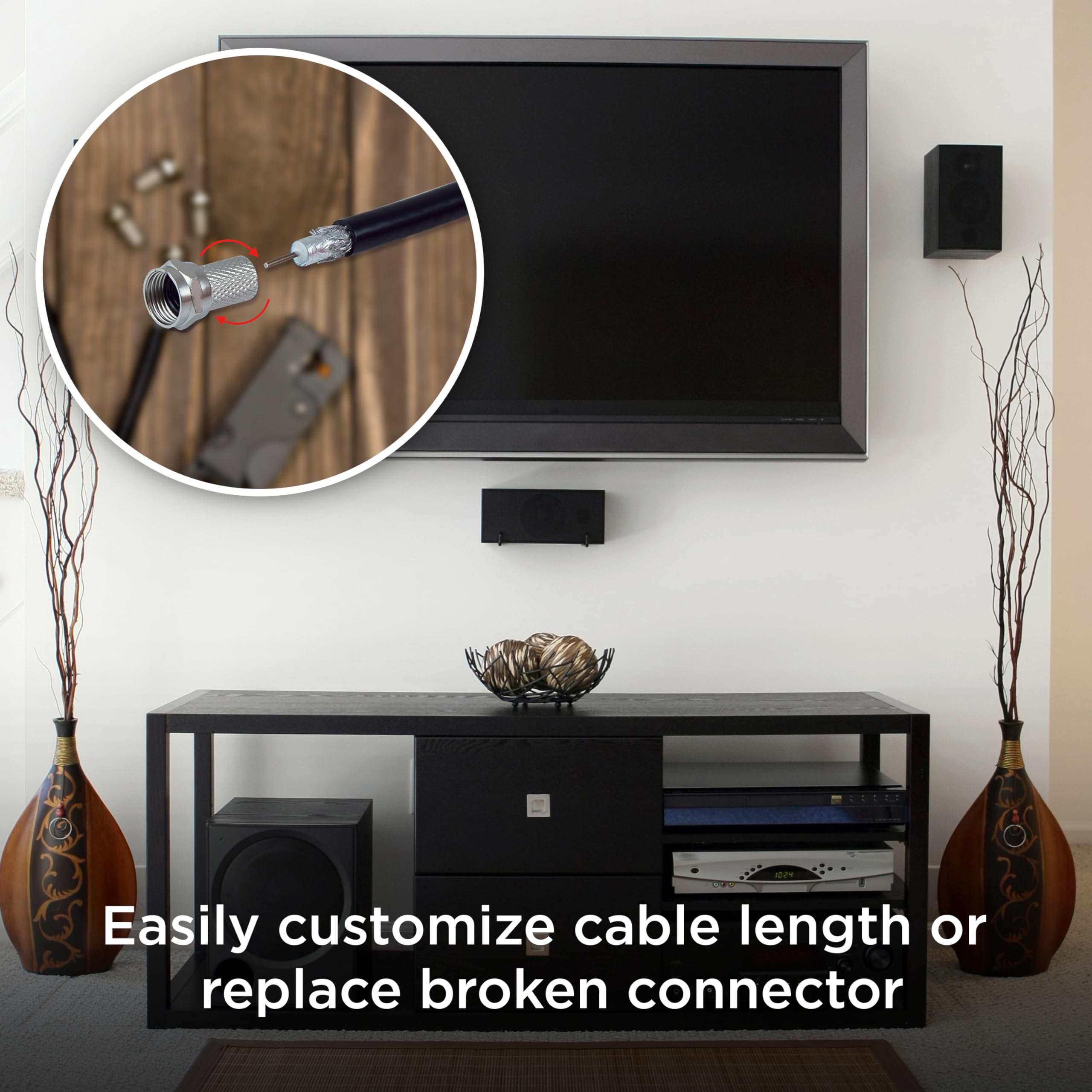 UltraPro Connettori coassiali RG6 F-Type Twist-On, confezione da 160, per sostituire i connettori o assemblare cavi personalizzati, senza bisogno di attrezzi, 85181