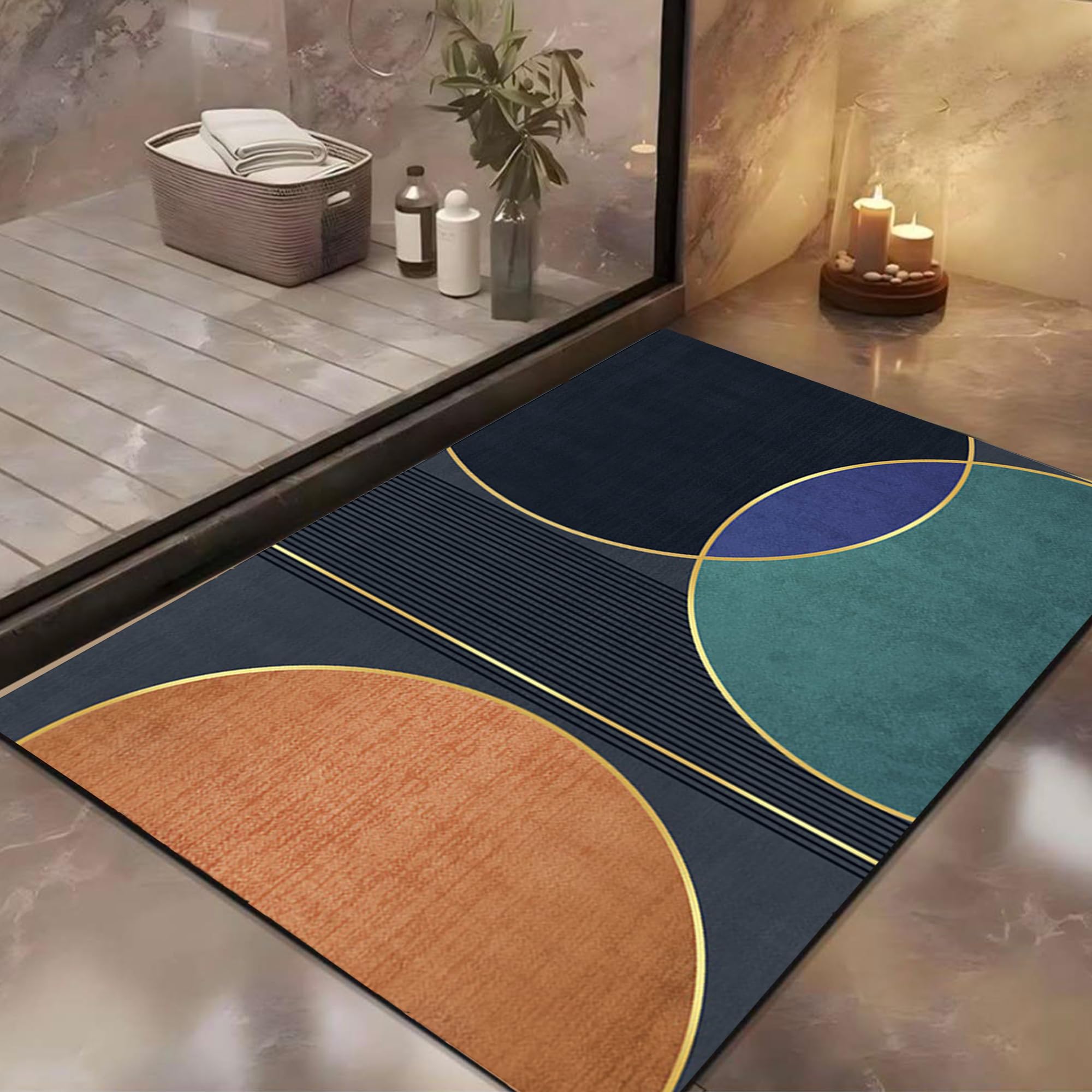 Yellow Weaves 2 Pcs Anti Slip Water Soaking Floor Mat, Water Absorbent Non Slip Bath Mat, Quick Dry Mat for Bathroom, Door Mat for Home, Kitchen, Office, Kitchen (Color Halo)