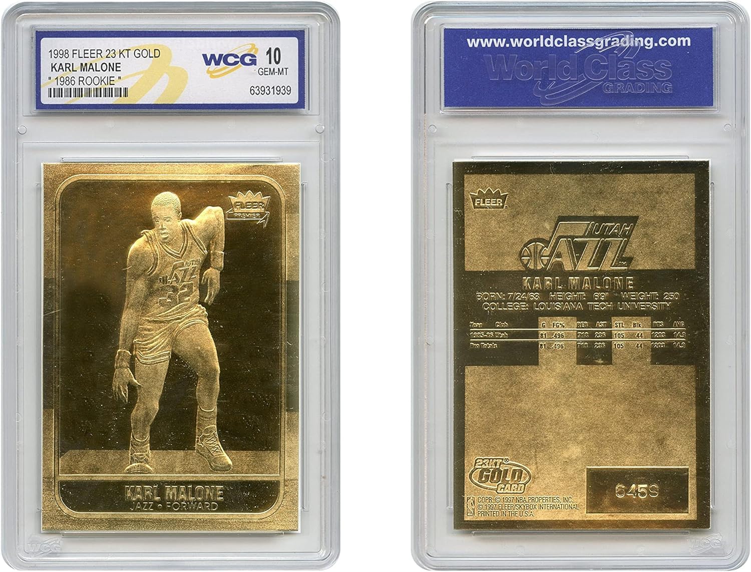 Amazon.com: Karl Malone 1986 Fleer Rookie '98 Gold Card Sculptured