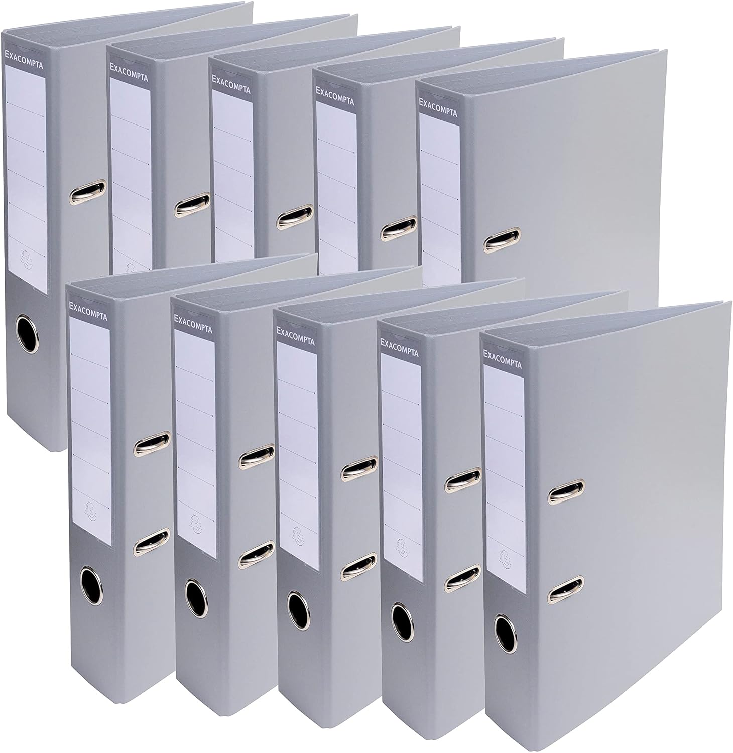 Exacompta 53740E Set de 10 Classeurs224; levier PremTouch en PVC format 32x29 cm Gris