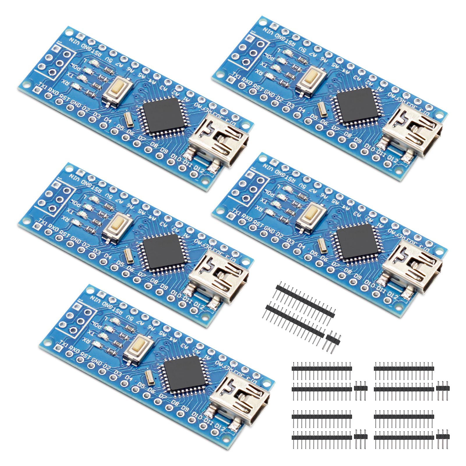 5PCS Nano V3 Module with Mega328 CH340 Chip 5V 16M Compatible with Arduino (Mini Port)