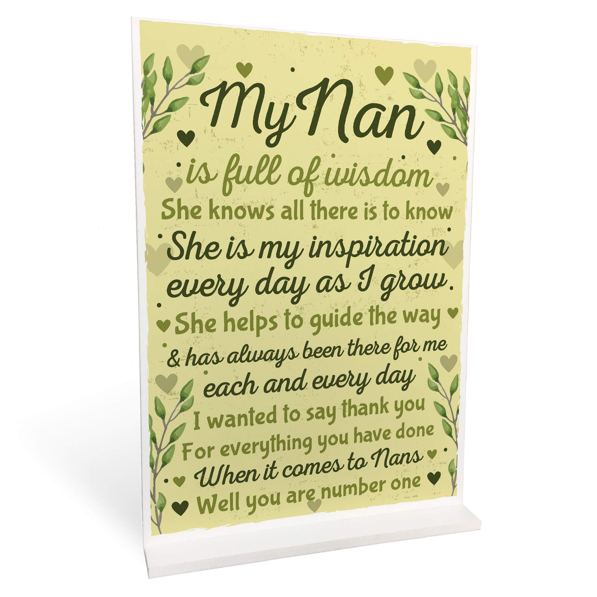 Red Ocean Thank You Christmas Birthday Gifts For NAN Nanny Standing Plaque Grandparent Keepsake