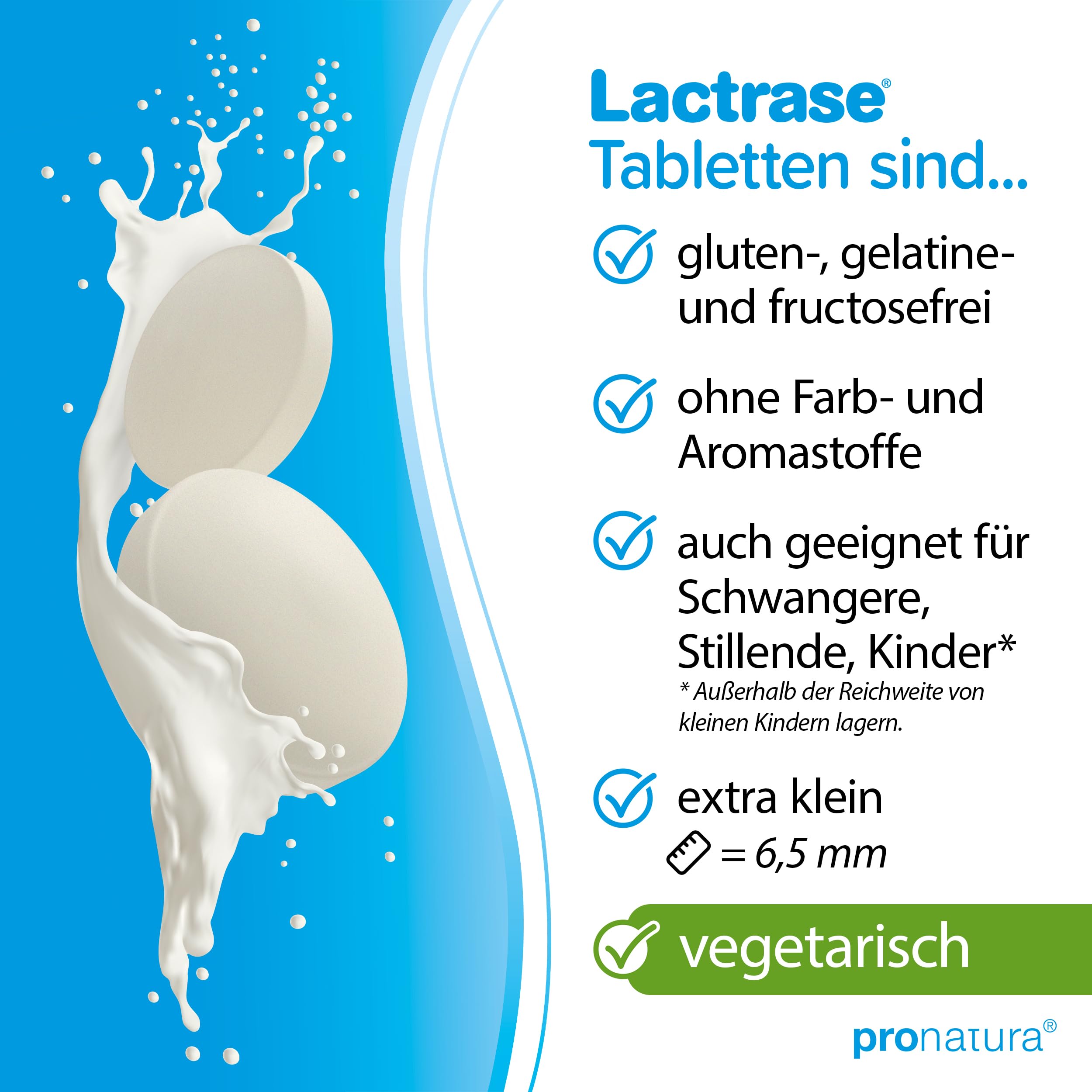 pro natura Lactrase 6000 – 2x120 Lactase Tabletten bei Lactose-Intoleranz, für den unbeschwerten Genuss von Milch und Milchprodukten