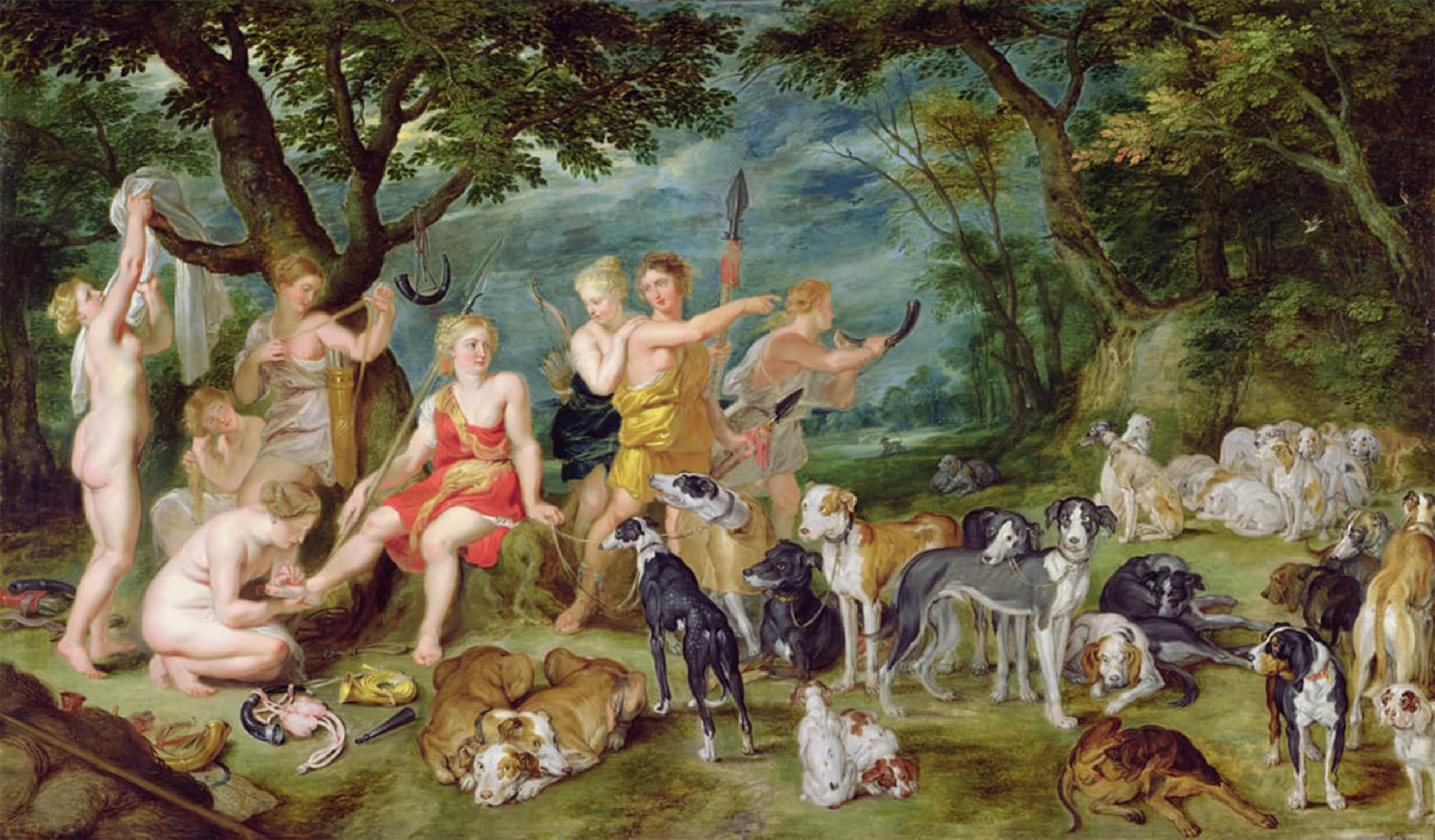 ARTXLXXBN Famous Prints Artwork Pictures Poster Painting Art Diana and Her Nymphs Preparing to Leave for the Hunt by Jan the Elder Brueghel Artwork Landscape Pictures for Home Decor 60x90cm