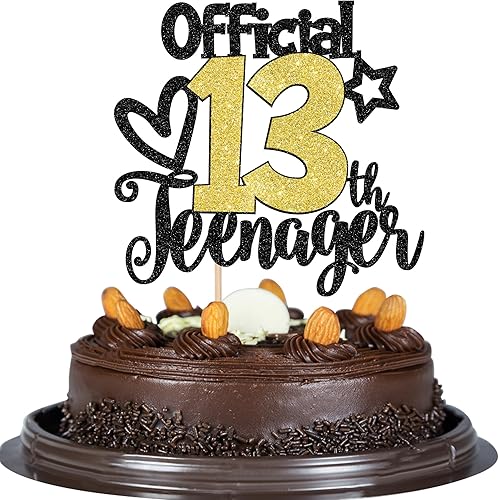 Miniatura 1 de Paquete de 1 decoración oficial para pastel de 13 cumpleaños con purpurina para adolescentes a 13 años de edad, número 13, fabulosa decoración de